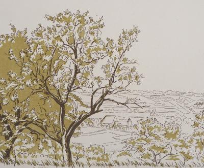 Camille BELTRAND : La Valée à Verdelot, 1924 - Bois gravé original signé 2