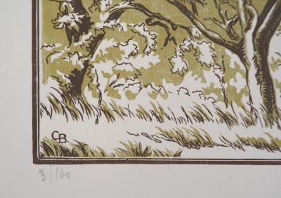 Camille BELTRAND : La Valée à Verdelot, 1924 - Bois gravé original signé 2