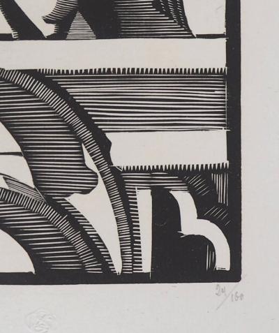Georges LEMOINE : Le Stryge de Notre-Dame de Paris, 1929 - Bois gravé original signé 2