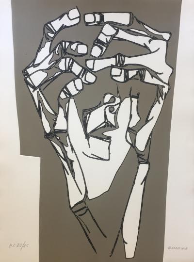 Oswaldo GUAYASAMIN - Las manos del terror, 1973 - Gravure signée au crayon 2