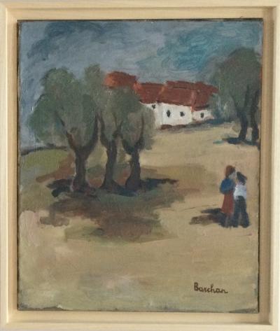 Stera BARCHAN - Village animé , 1950 - Huile sur toile signée 2