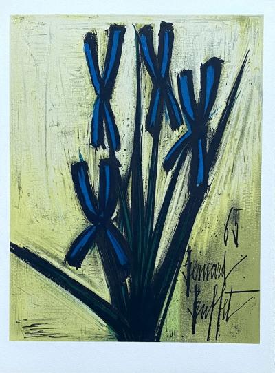 Bernard BUFFET - Fleurs bleues, 1965 - Lithographie signée dans la planche 2