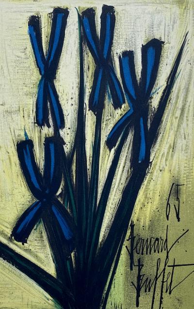 Bernard BUFFET - Fleurs bleues, 1965 - Lithographie signée dans la planche 2