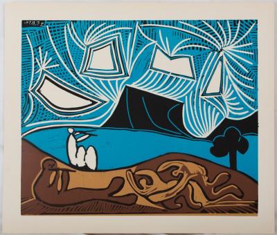 Pablo PICASSO (d’après) - Les amants - Linogravure 2
