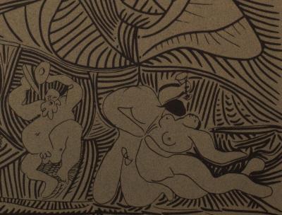 Pablo PICASSO (d’après)  - Bacchanale et amants, Linogravure 2