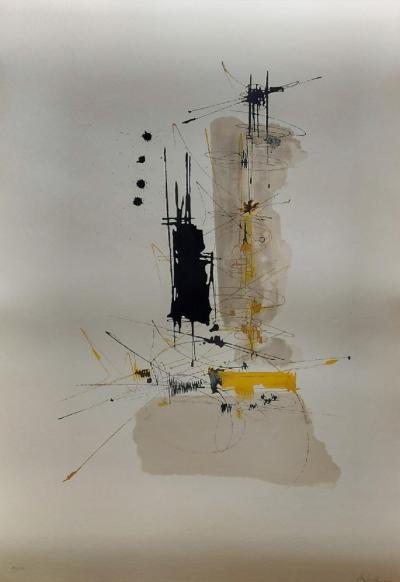 Georges MATHIEU - Composition en jaune, 1961 - Lithographie signée au crayon 2