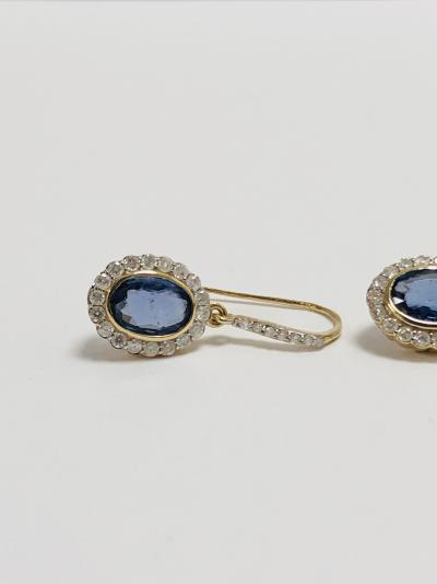 14ct yellow gold ceylon sapphire and diamond earrings 2
