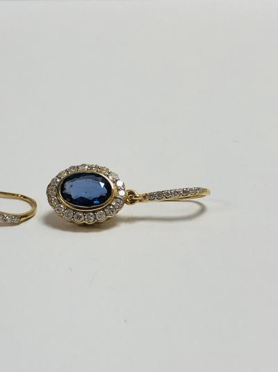 14ct yellow gold ceylon sapphire and diamond earrings 2