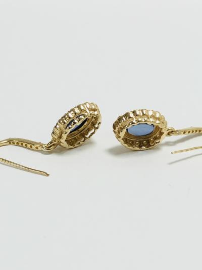 14ct yellow gold ceylon sapphire and diamond earrings 2