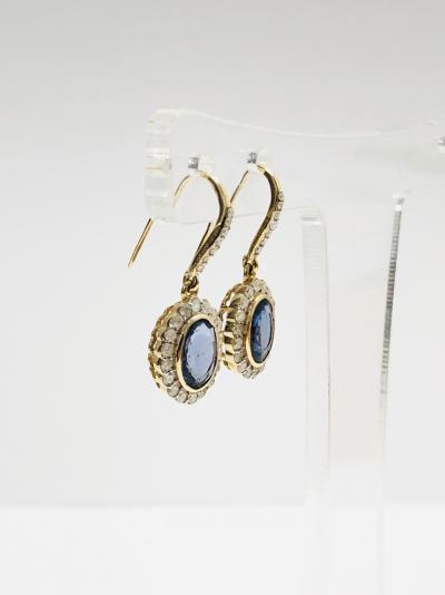 14ct yellow gold ceylon sapphire and diamond earrings 2