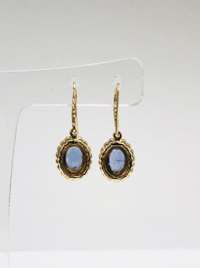 14ct yellow gold ceylon sapphire and diamond earrings 2
