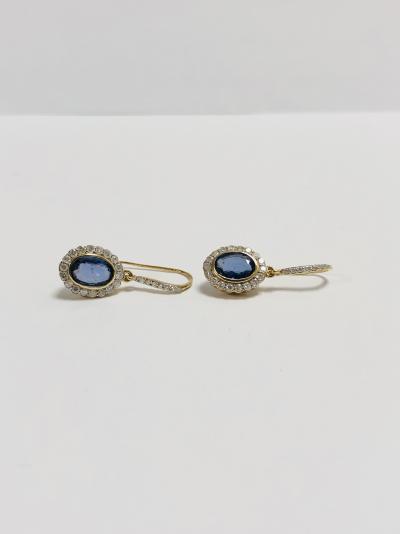 14ct yellow gold ceylon sapphire and diamond earrings 2