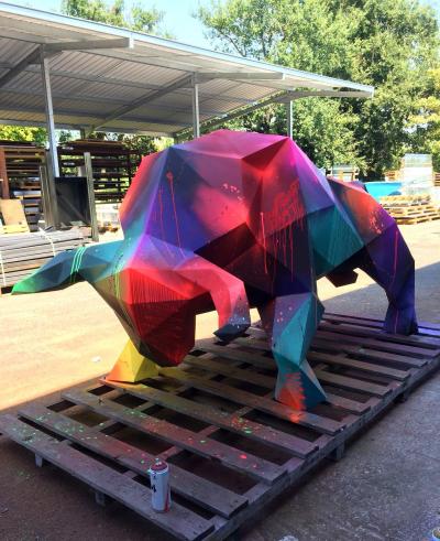 Benjamin DUCLOS - Taureau Origami - Sculpture en métal peint 2