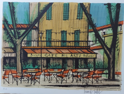 Bernard BUFFET - St Tropez café des arts, 1979 - Lithographie signée au crayon 2