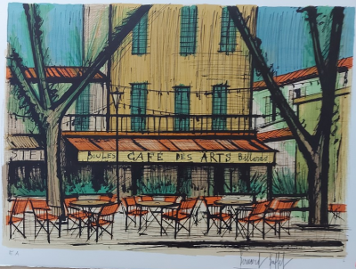 Bernard BUFFET - St Tropez café des arts, 1979 - Lithographie signée au crayon 2