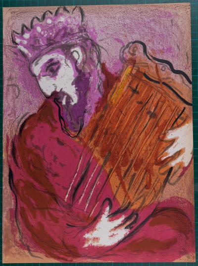 Marc CHAGALL - La Bible: David à la harpe, 1956 - Lithographie originale 2