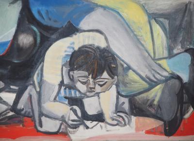 Carlos CARNERO - Hommage à Picasso : Françoise et Claude - Huile sur toile, Signée 2