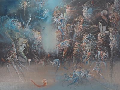 Marc JANSON - Mer surréaliste - Huile sur toile, Signée 2