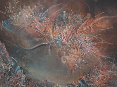 Marc JANSON - Surrealist landscape - Oil on canvas, Signed 2