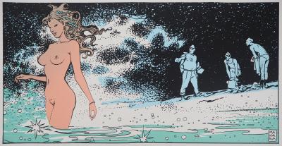 Milo MANARA - Sirène dans les flots - Sérigraphie originale, Signée 2
