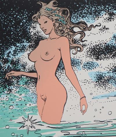 Milo MANARA - Sirène dans les flots - Sérigraphie originale, Signée 2
