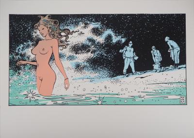 Milo MANARA - Sirène dans les flots - Sérigraphie originale, Signée