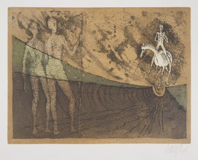 Lars BO : L’Arrivée du cavalier, 1975 - Gravure originale signée au crayon 2