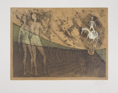 Lars BO : L’Arrivée du cavalier, 1975 - Gravure originale signée au crayon 2