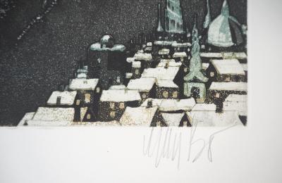 Lars BO : Traîneau et la reine des neiges, 1969 - Gravure originale signée au crayon 2