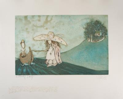 Lars BO : La Petite fille et la sage dame, 1969 - Gravure originale signée au crayon 2