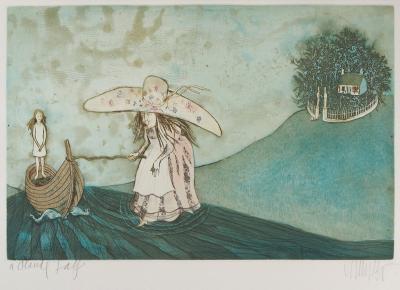 Lars BO : La Petite fille et la sage dame, 1969 - Gravure originale signée au crayon 2
