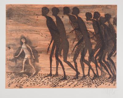 Lars BO : La Marche des ombres, 1975 - Gravure originale signée au crayon 2