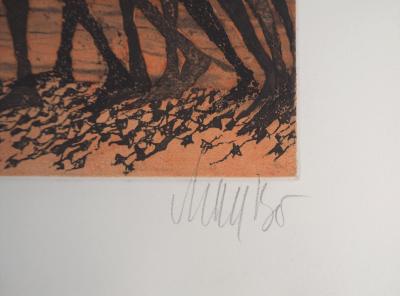Lars BO : La Marche des ombres, 1975 - Gravure originale signée au crayon 2