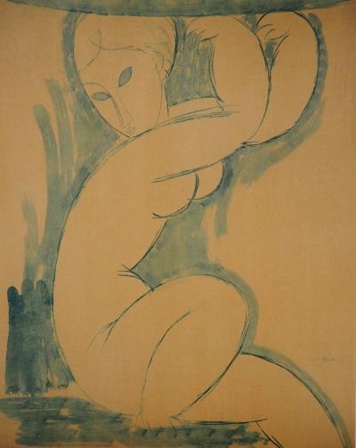 Amedeo MODIGLIANI (d’après) : Femme nue assise - Lithographie signée 2
