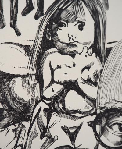Léonard Tsuguharu FOUJITA  - Autoportrait - Bois gravé 2