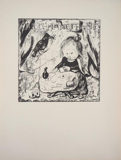 Léonard Tsuguharu FOUJITA  - La cartomancienne - Bois gravé signé 2