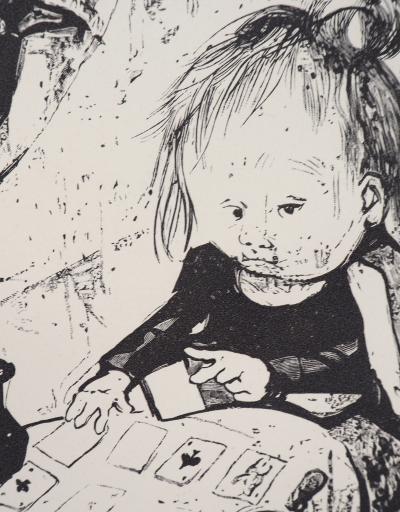 Léonard Tsuguharu FOUJITA  - La cartomancienne - Bois gravé signé 2