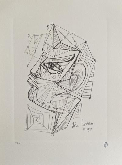 Jean COCTEAU (d’après)  - Portrait surréaliste - Lithographie signée dans la planche 2