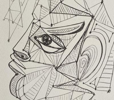 Jean COCTEAU (d’après)  - Portrait surréaliste - Lithographie signée dans la planche 2