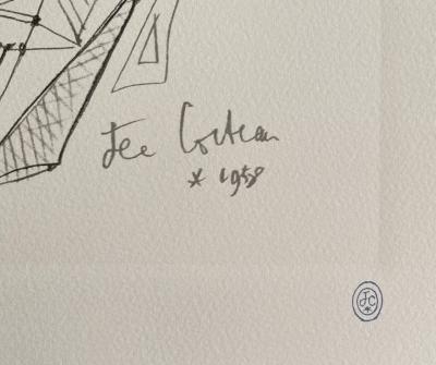 Jean COCTEAU (d’après)  - Portrait surréaliste - Lithographie signée dans la planche 2