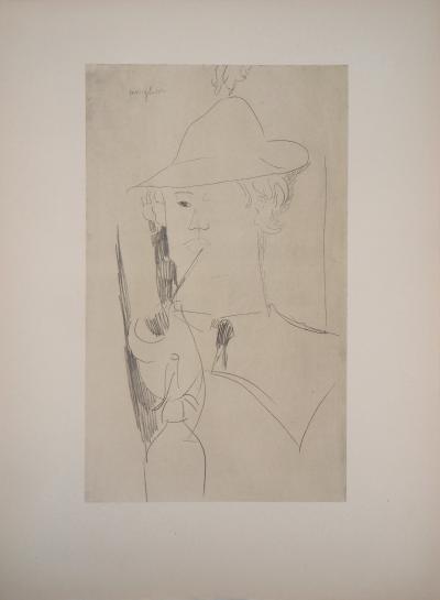 Amedeo MODIGLIANI (d’après) : Vlaminck à la pipe - Lithographie signée 2