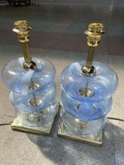 Paire de lampes en verre de Murano, circa 1980 2