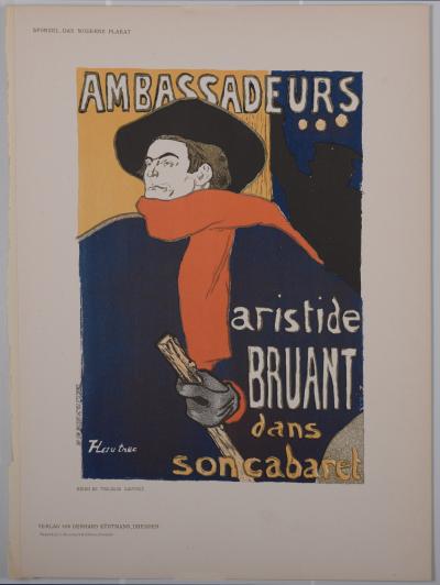 Henri De TOULOUSE LAUTREC :  Ambassadeurs... Aristide Bruant, 1897  - Original lithograph 2