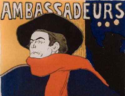 Henri De TOULOUSE LAUTREC :  Ambassadeurs... Aristide Bruant, 1897  - Original lithograph 2