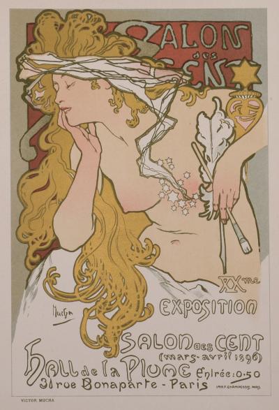 Alphonse MUCHA: Salon des Cent, 1897 - Lithographie originale 2