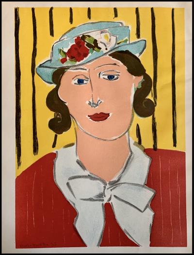 Henri MATISSE (d’après) - La jeune fille au chapeau, 1938 - Lithographie 2