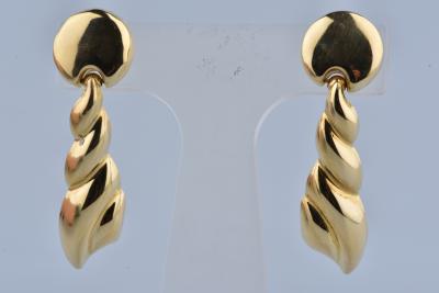 Boucles d’oreilles pendantes coquillages en or jaune 18 carats 2