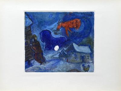 Marc CHAGALL (after) - Coppia con animali, 1954 - Litografia firmata nel piatto 2