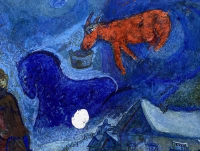 Marc CHAGALL (after) - Coppia con animali, 1954 - Litografia firmata nel piatto 2