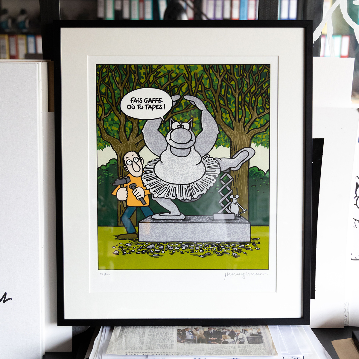 Philippe GELUCK - Le Chat déambule, 2021 - Sérigraphie signée au crayon ...